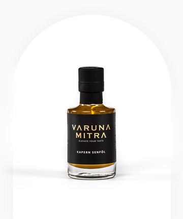 Varuna Mitra Kapern Senföl Würzöl in der Flasche
