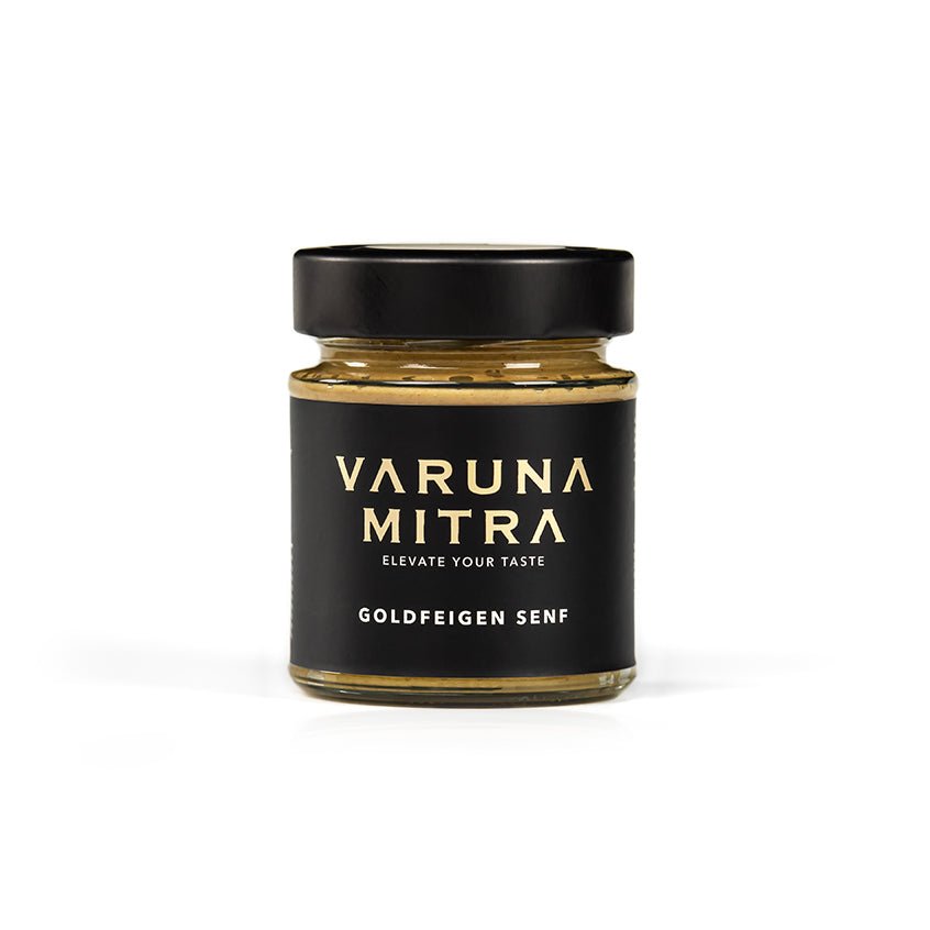 Varuna Mitra Goldfeigen Senf Glas Produktfoto auf weiß