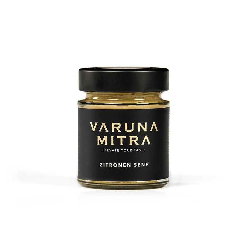 Varuna Mitra Zitronen Senf Glas Produktfoto auf weiß