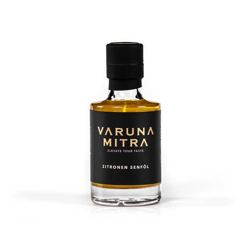 Varuna Mitra Zitronen Oel Flasche Produktfoto auf weiß